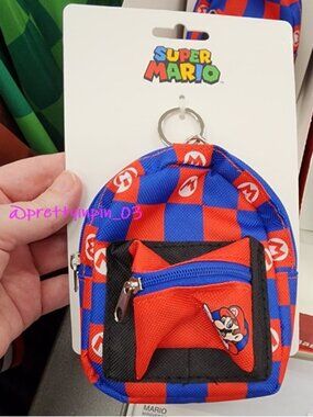 Super Mario MINI Red Blue MARIO Backpack Keychain Bag Charm - NINTENDO CUTENESS